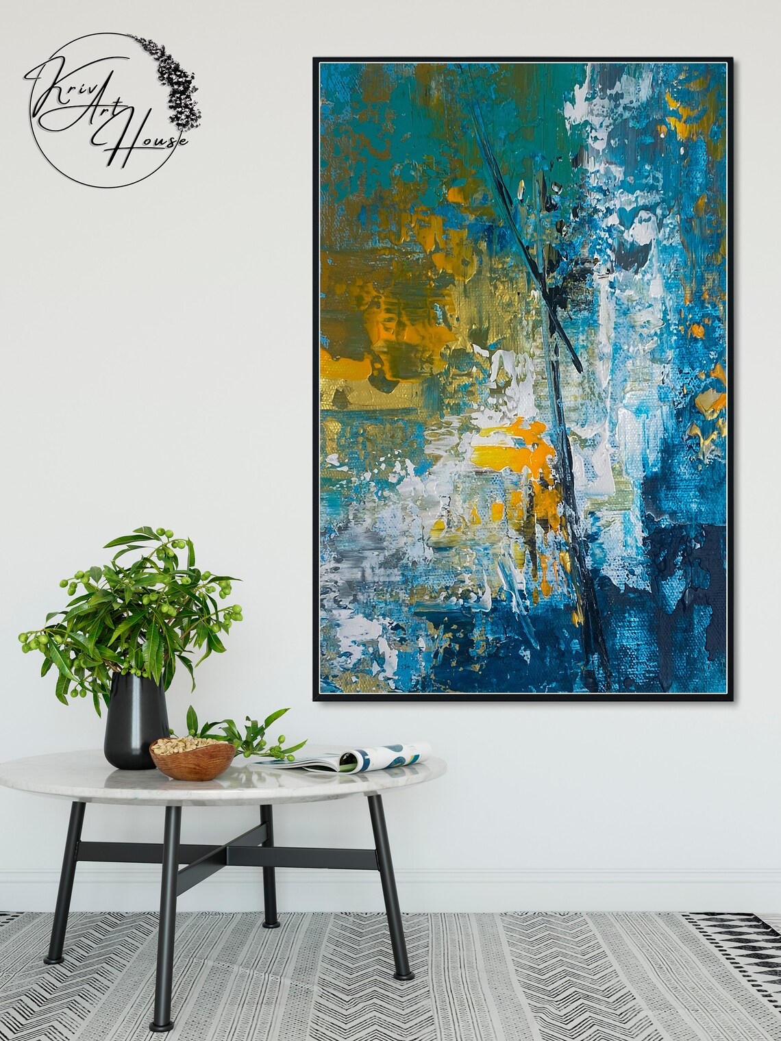 Abstract Palette Knife Acrylic Oil Art Print - Image 2