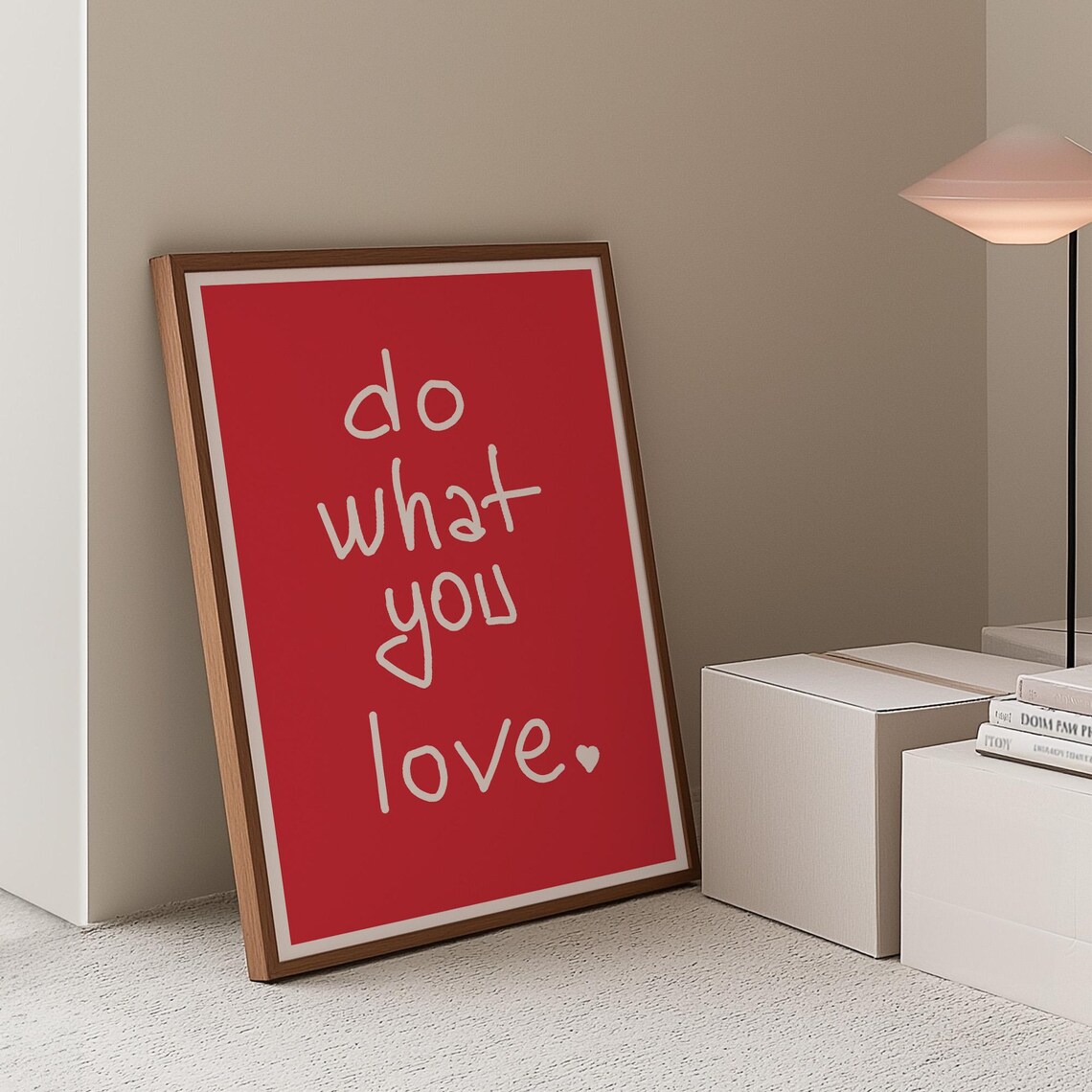 Do What You Love Hand Lettered Bold Red Minimalist Quote Poster - Image 4