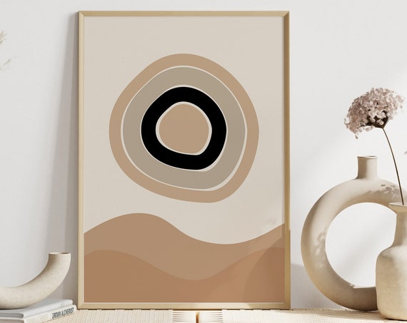 Abstract Modern Wall Art Print Boho Style Poster Boho Colour Print Boho Decor Beige Black Print Eclectic Prints