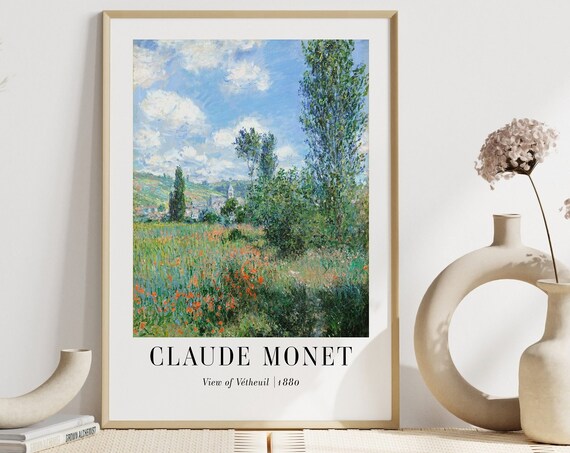 Claude Monet Wall Art Field Of Flowers Print Landscape Print Wall Art Monet Poster Oil Painting Vintage Art