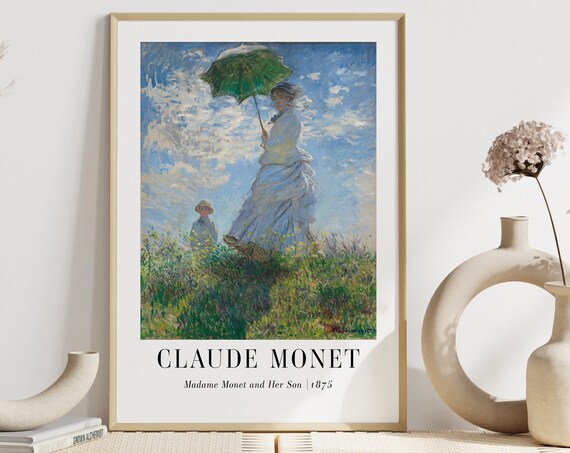 Claude Monet Wall Art Woman With A Parasol Print Landscape Print Wall Art Monet Poster Oil Painting Vintage
