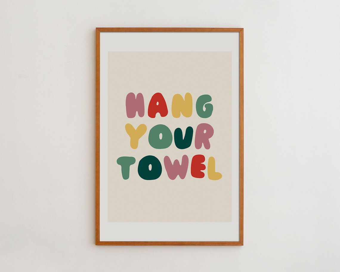 Hang Your Towel Typography Bathroom Poster for Kids