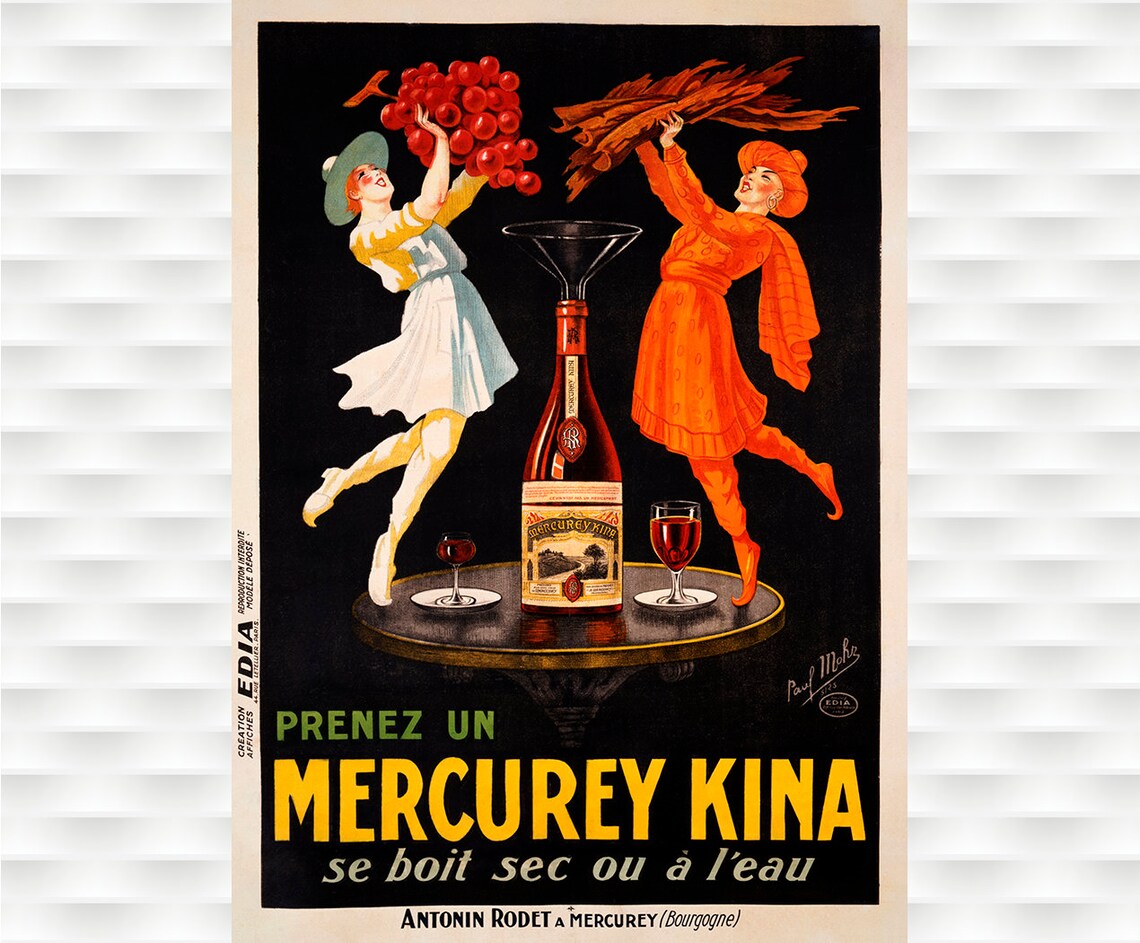 Mercurey Kina Burgundy Aperitif Vintage French Advertising Poster