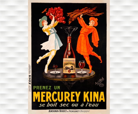 Mercurey Kina Burgundy Aperitif Vintage French Advertising Poster