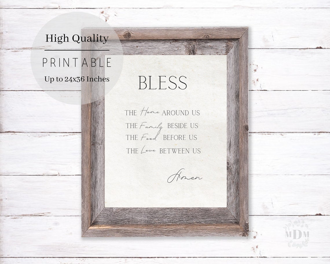 Bless The Home Around Us Prayer Quote Printable Wall Art Poster - Image 2