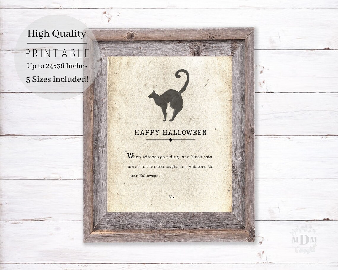 Happy Halloween Book Page Art Print, Antique Style - Image 5