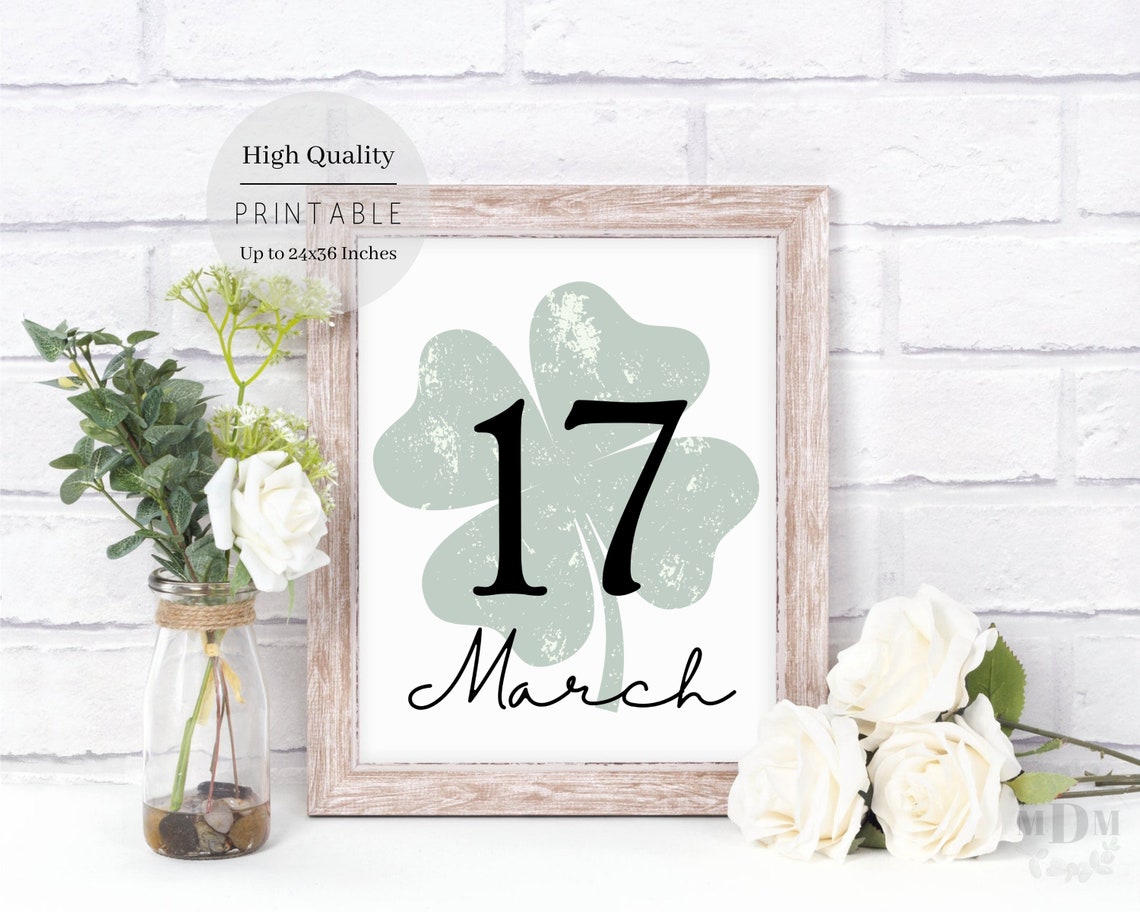 17 March Shamrock St Patricks Day Neutral Farmhouse Wall Poster