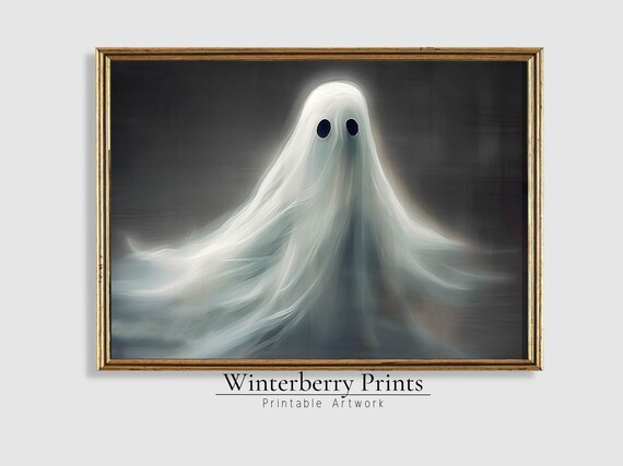 Ethereal White Ghost Glowing Dark Haunting Halloween Wall Poster