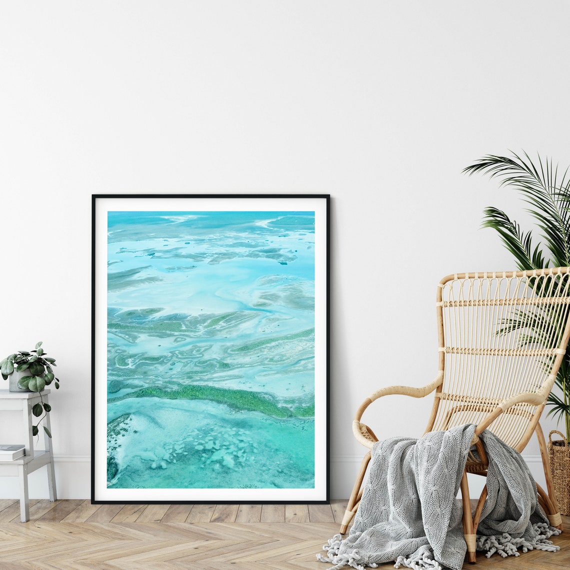 Aerial View of Turquoise Tidal Flats and Shallow Ocean Poster - Image 2
