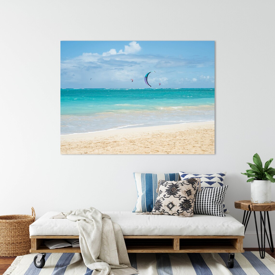 Kitesurfing Art Print Large Horizontal Travel Poster Beach Coastal Decor Kiteboard Beach Wall Art Surfer Gift - Image 2