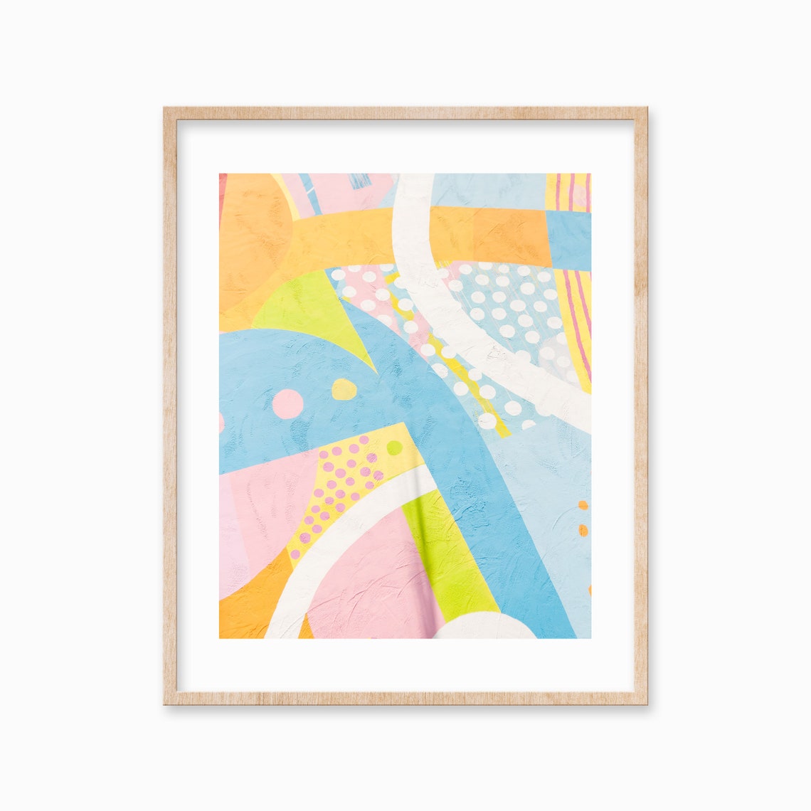 Pastel Colorful Abstract Geometric Mural Art with Polka Dots Poster