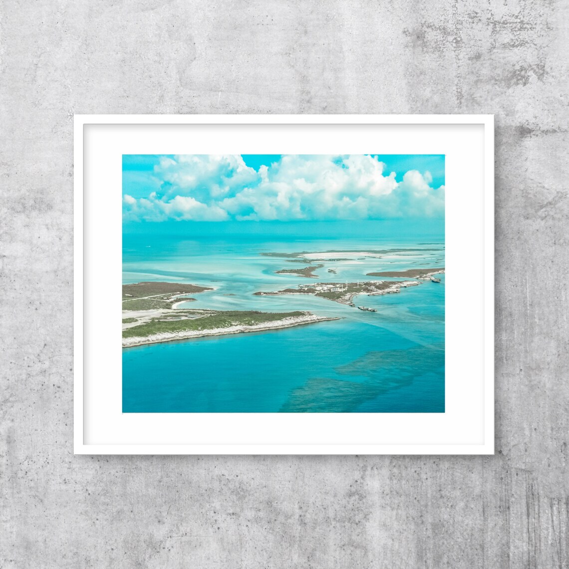 Aerial View of Turquoise Ocean and Sandy Island Shores Photo Poster - Image 3