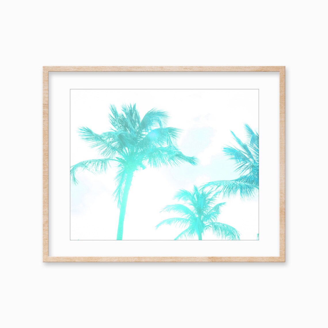 Turquoise Palm Tree Print Tropical Large Wall Art Turquoise Art Boho Beach Print Blue Palm Tree Blue Artwork