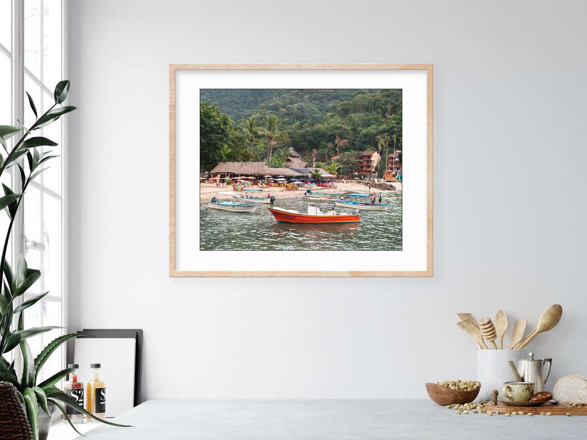 Tropical Fishing Boats Beach Village Colorful Harbor Photo Poster - Image 2