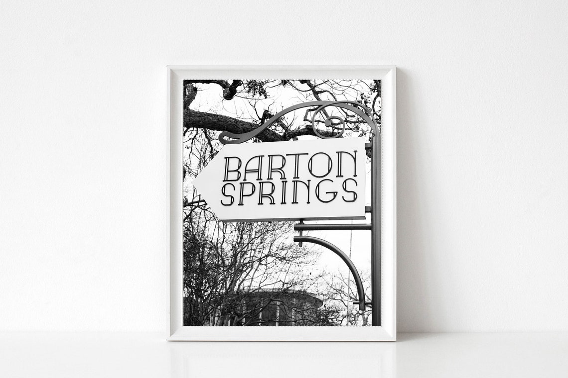 Barton Springs Sign Black And White Vintage Austin Photo Poster - Image 3