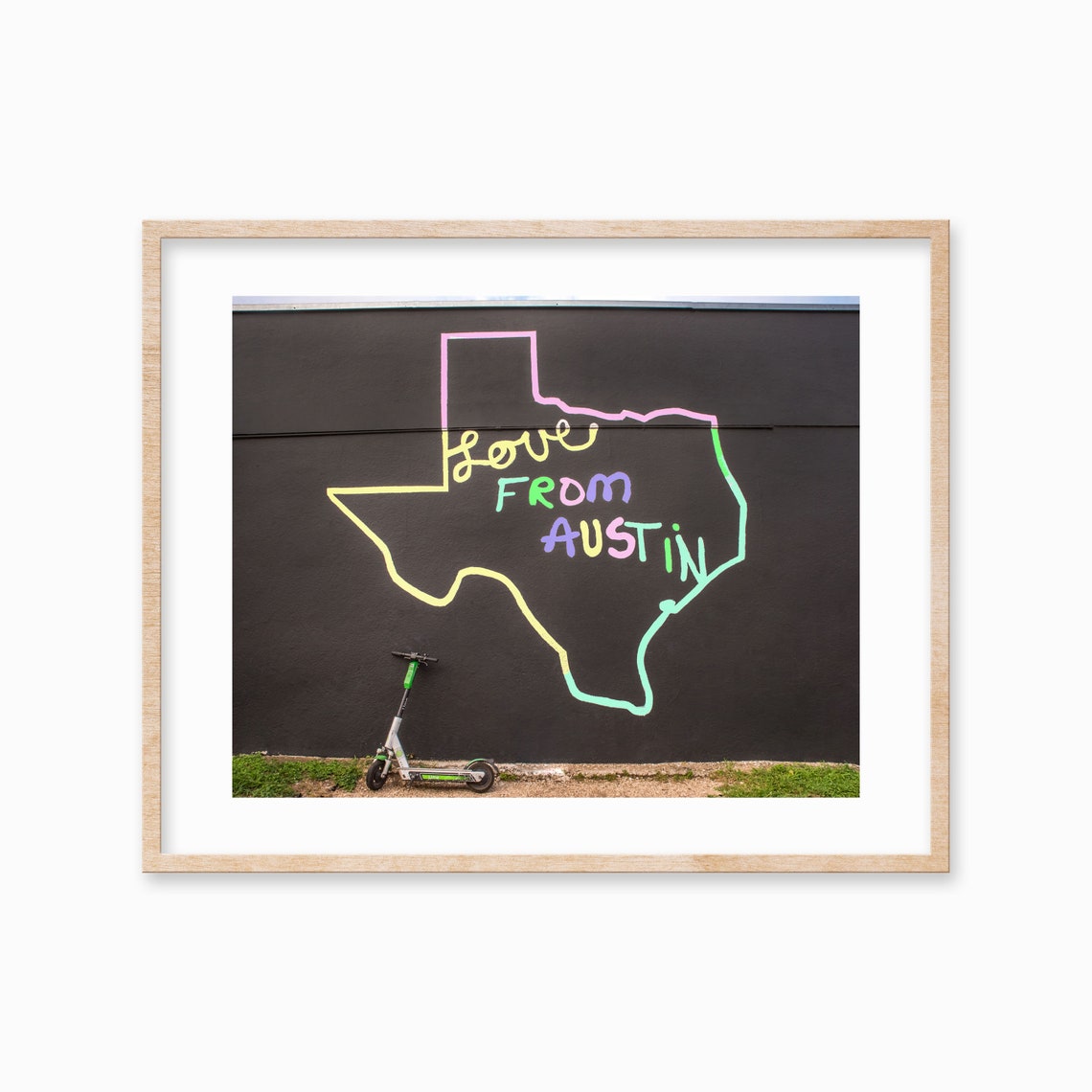 Love From Austin Texas Neon State Outline Mural Photography Poster