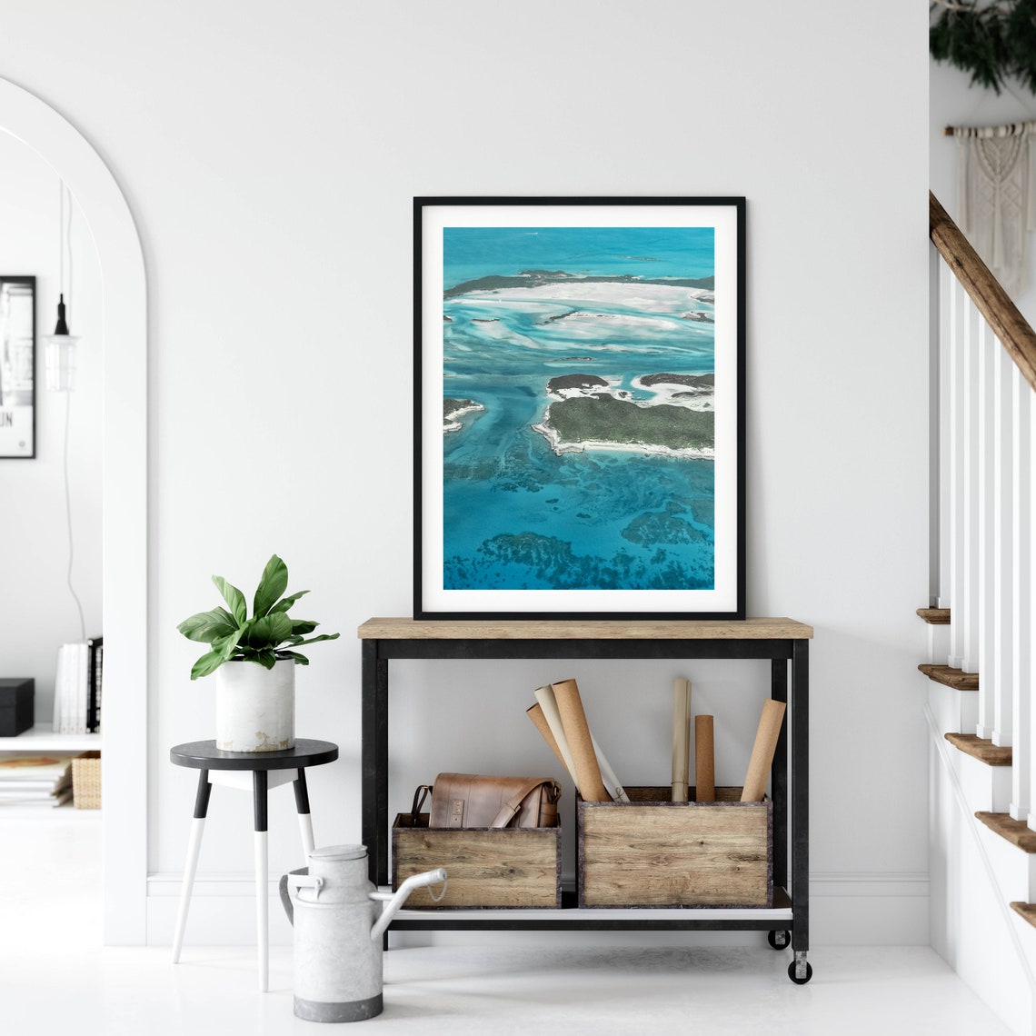 Aerial Tropical Islands Turquoise Shallows Sandbars Ocean Poster - Image 2