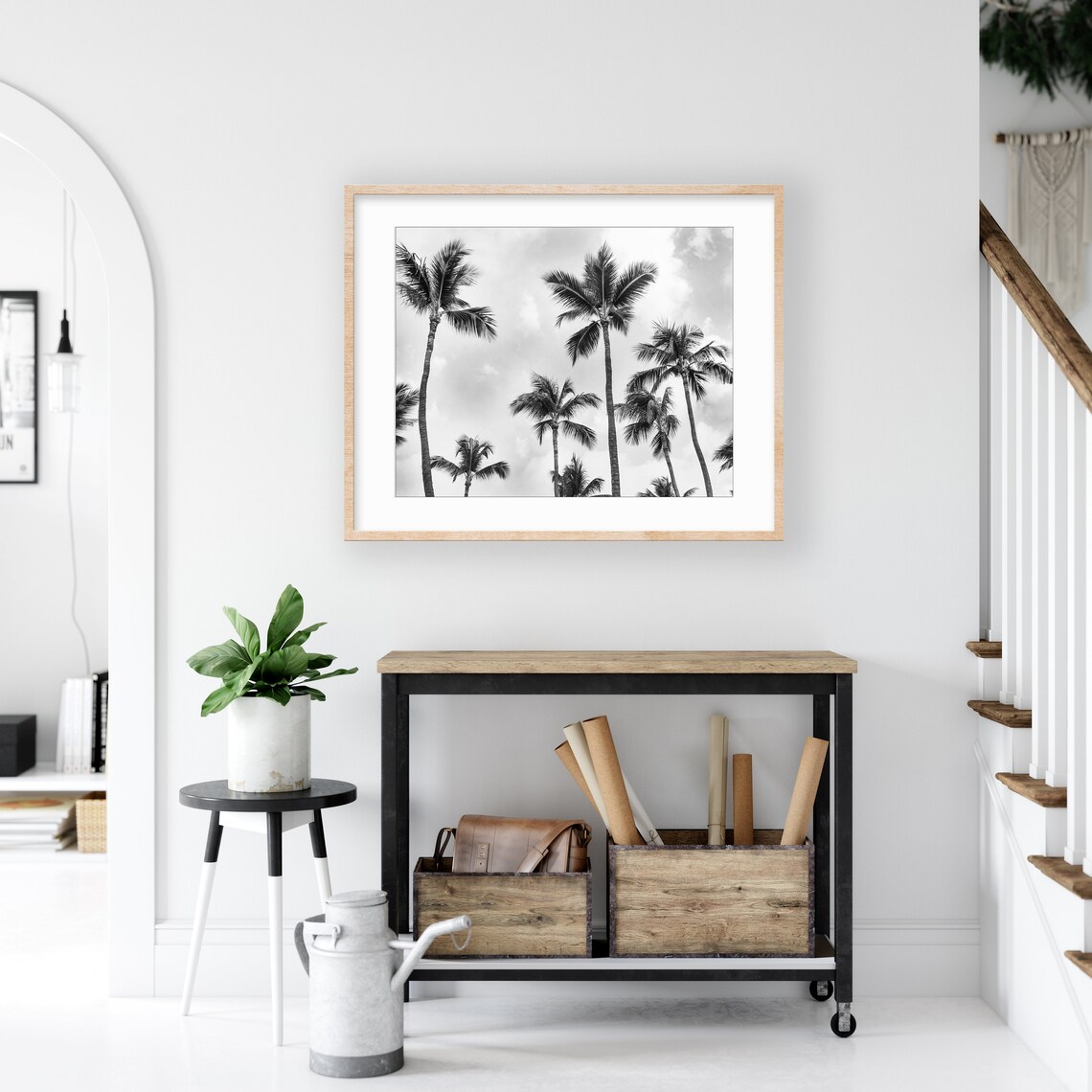 Black White Palm Tree Art Print, Aruba Decor - Image 2