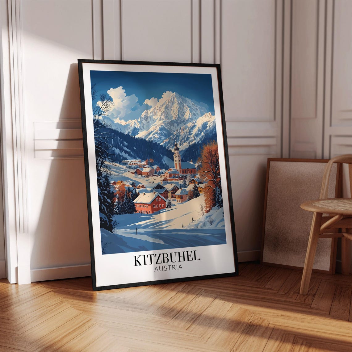 Kitzbuehel Austria Snowy Village Church Tower Winter Travel Poster - Image 4