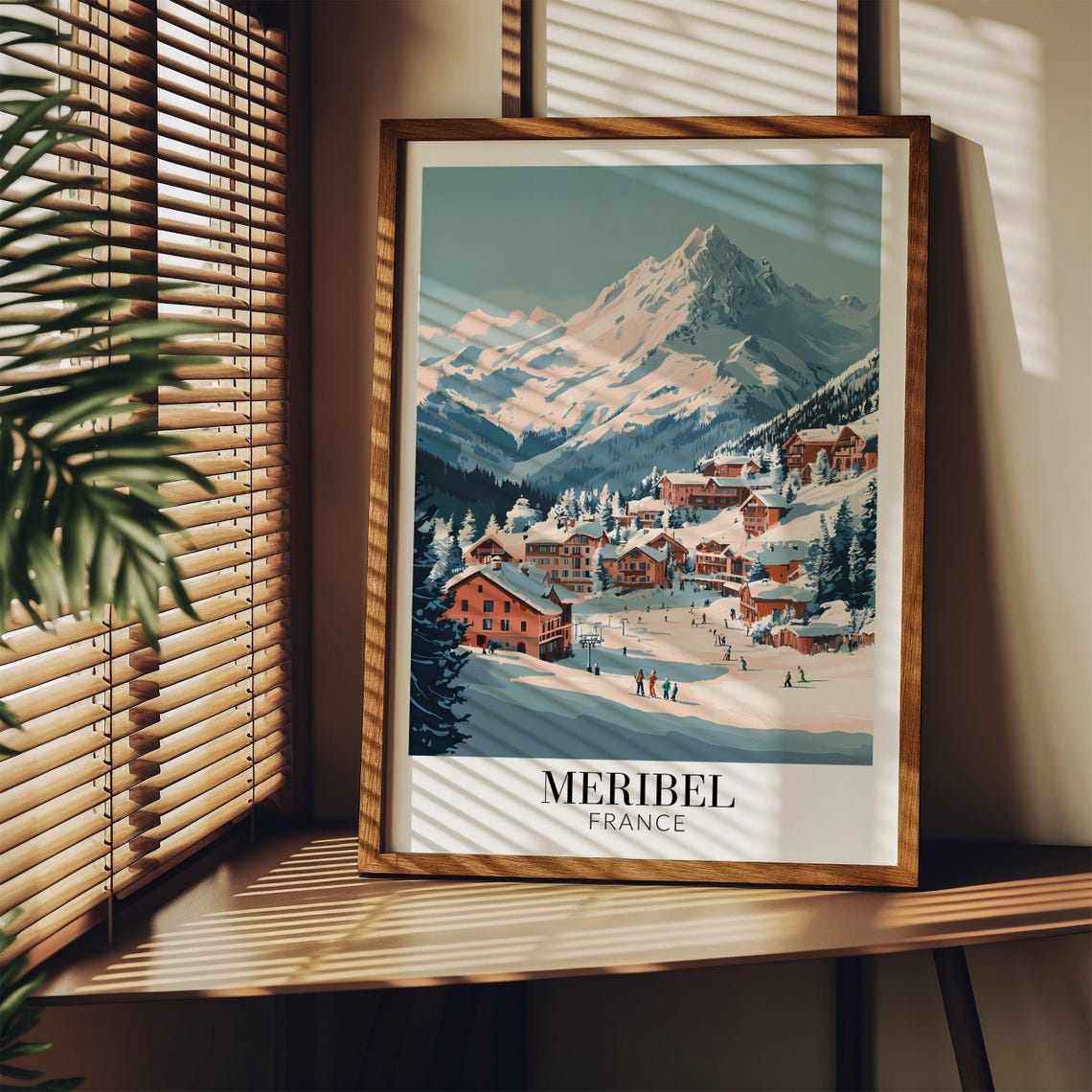 Meribel France Alpine Village Beneath Snowy Peaks Travel Poster - Image 3