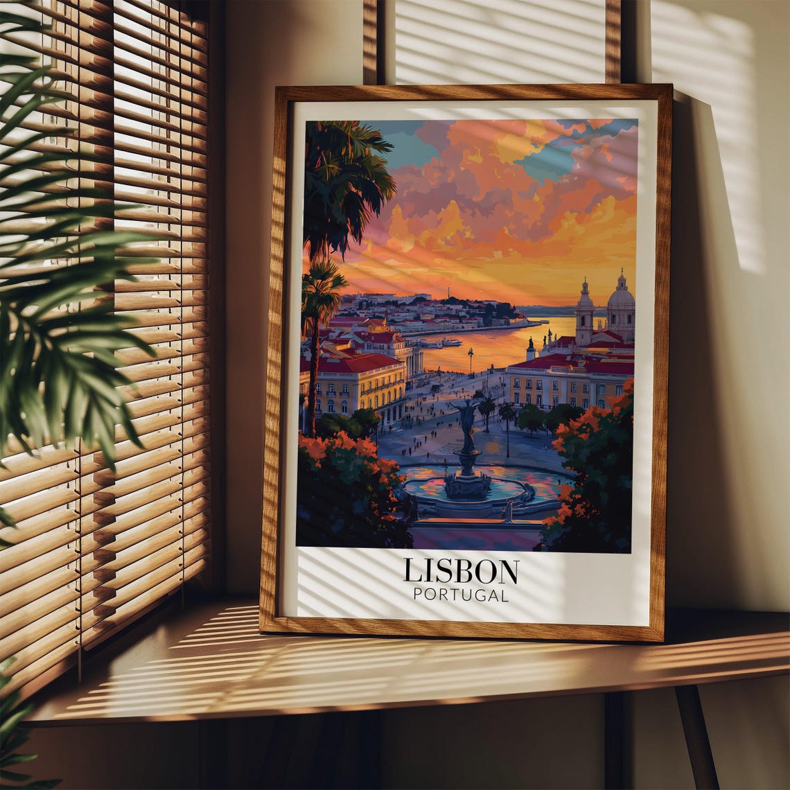 Lisbon Sunset Over Riverside Plaza and Cathedral View Poster - Image 3