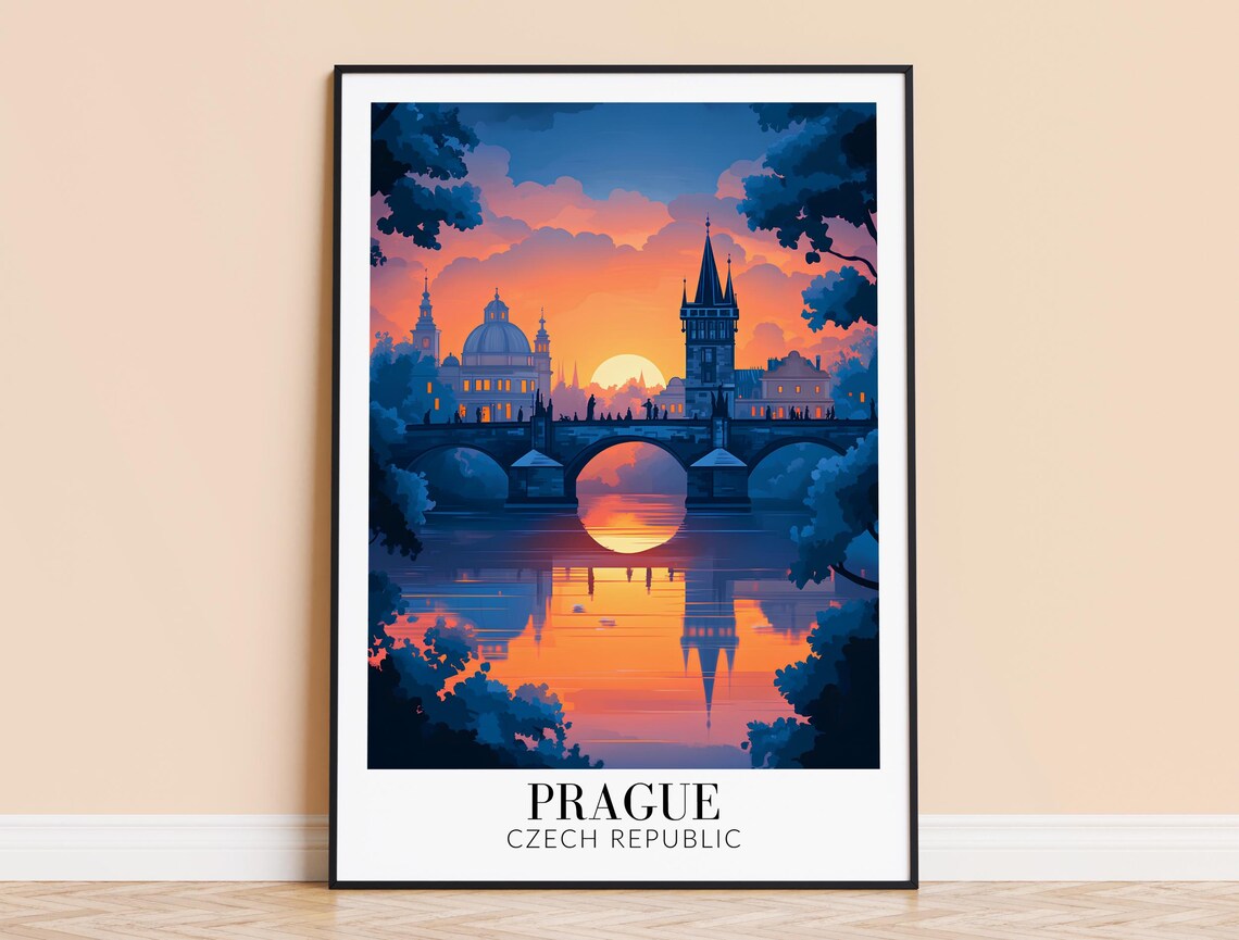 Prague Travel Poster, Czech Republic Wall Art