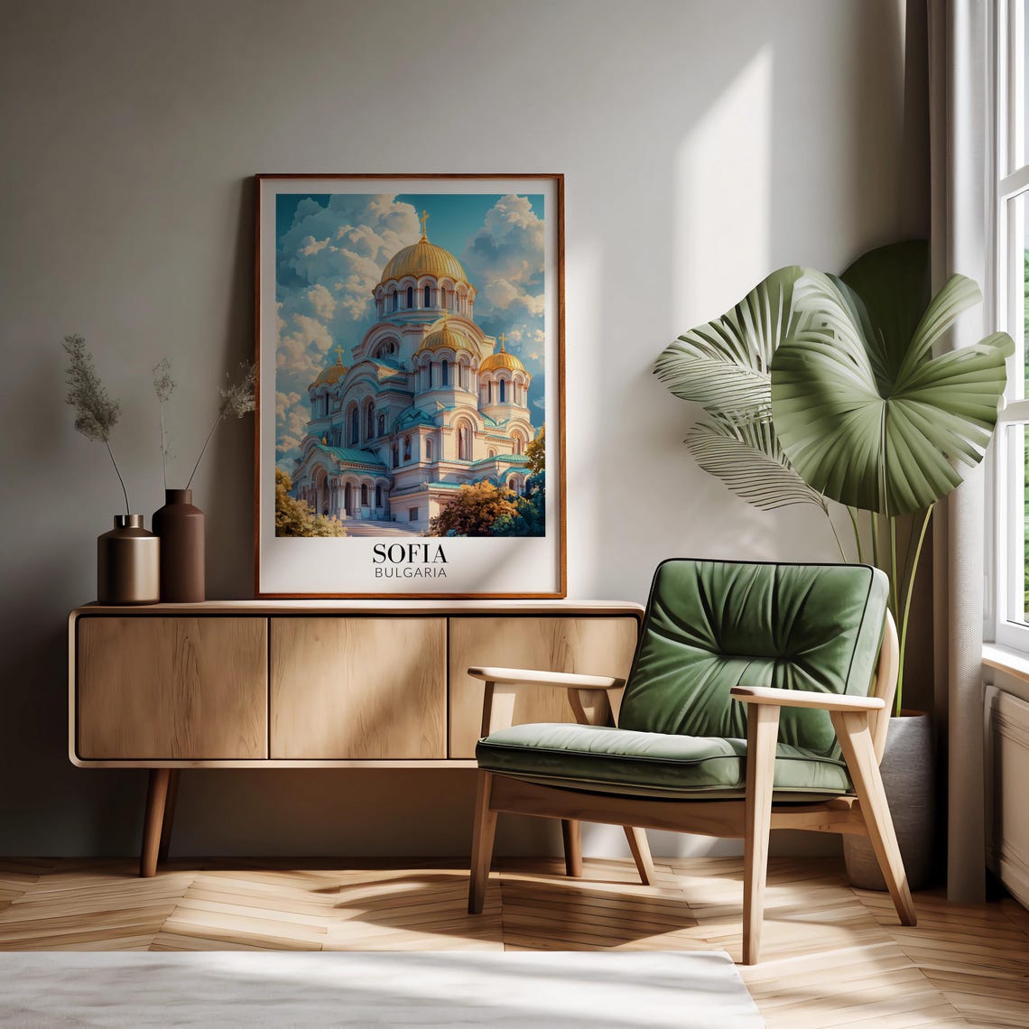 Sofia Bulgaria Golden Dome Cathedral Bright Daylight View Poster - Image 2