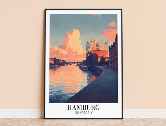 Hamburg Print Germany Travel Wall Art City Poster Framed Or Unframed Home Decor Wedding And Housewarming Gift Personalised