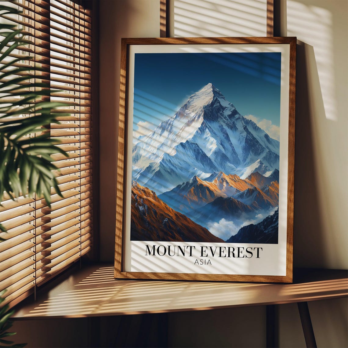Mount Everest Asia Snowcapped Peak Golden Summit Sunrise Art Poster - Image 3