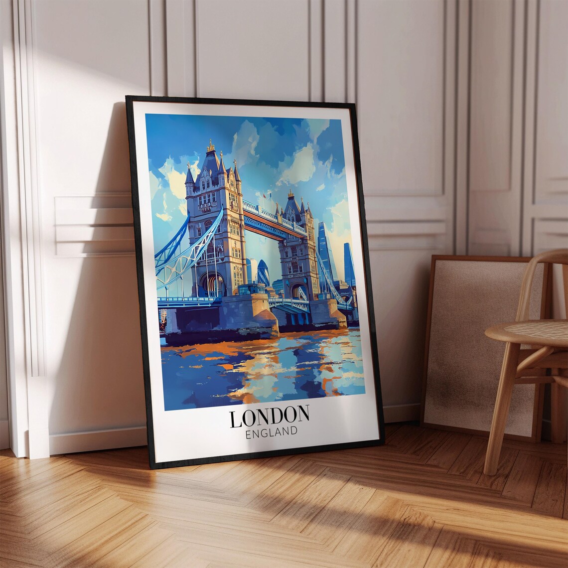 London England Tower Bridge Skyline Shard Modern City Travel Poster - Image 4