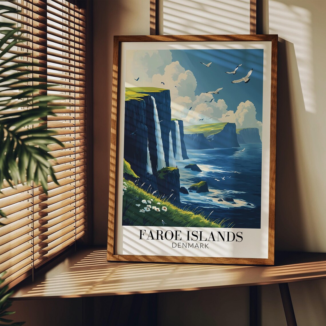Faroe Islands Denmark Sea Cliffs Waterfalls Seabirds Travel Poster - Image 2