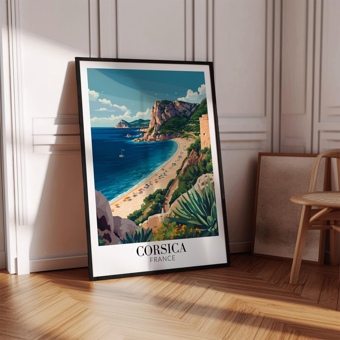 Corsica French Island Beach Cove Cliffs Tower Summer Travel Poster - Image 3