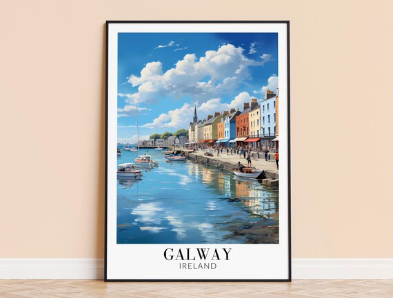 Galway Print Ireland Travel Wall Art City Poster Framed Or Unframed Home Decor Wedding And Housewarming Gift Personalised