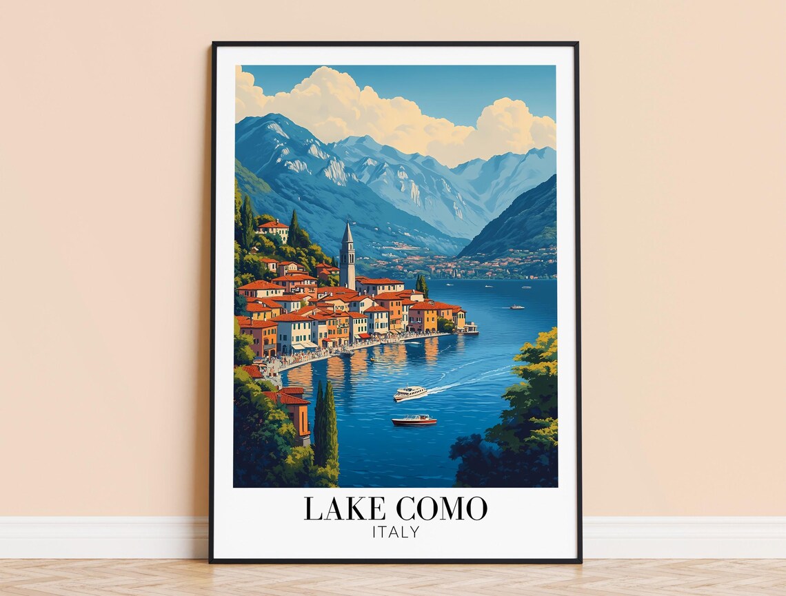 Lake Como Italy Travel Poster, Europe Wall Decor