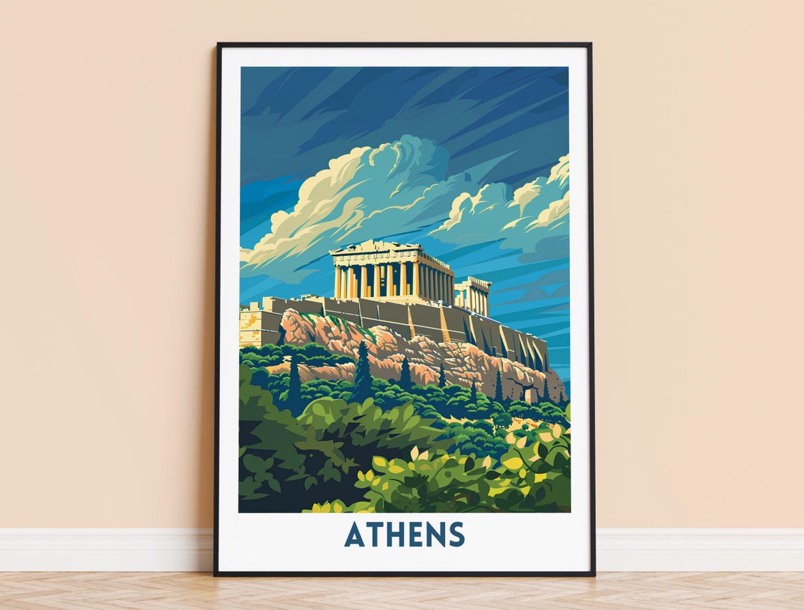 Athens Acropolis Parthenon Greece Ancient Temple Hill Poster