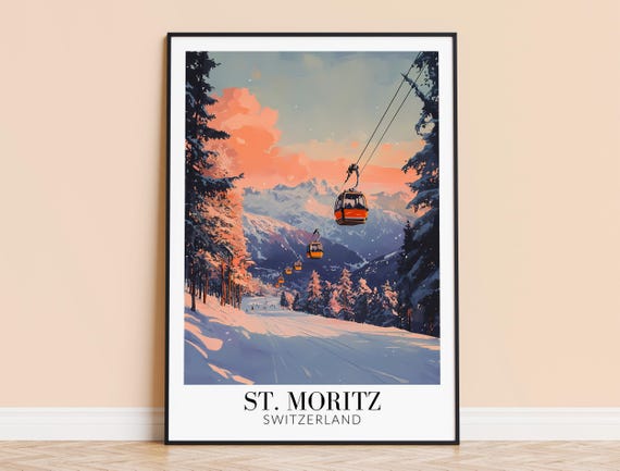 St Moritz Print St Moritz Switzerland Travel Wall Hanging Home Decoration Gift For Art Lovers St Moritz Wall Poster Art