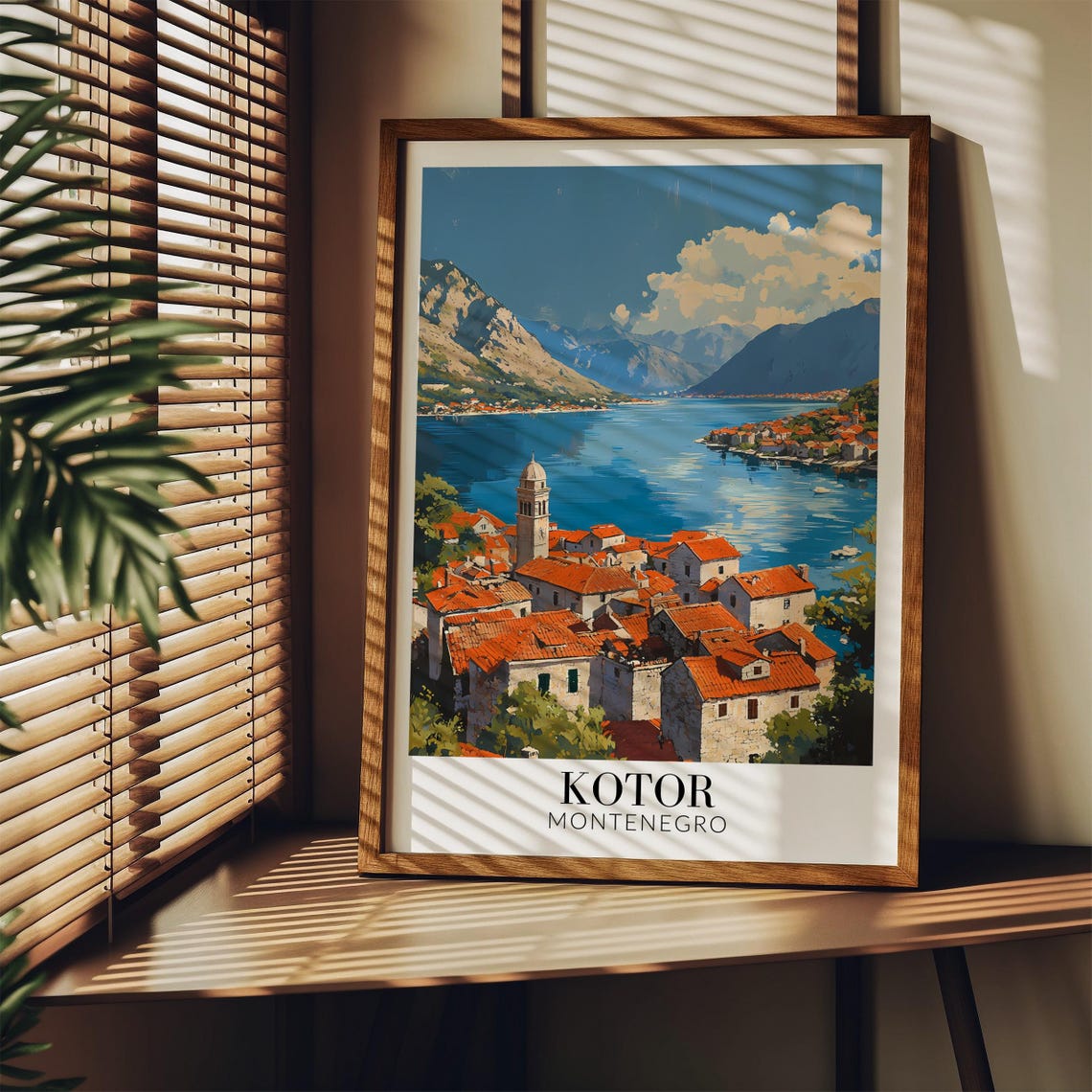Kotor Montenegro Poster with Red Rooftop Old Town above the Blue Bay - Image 3