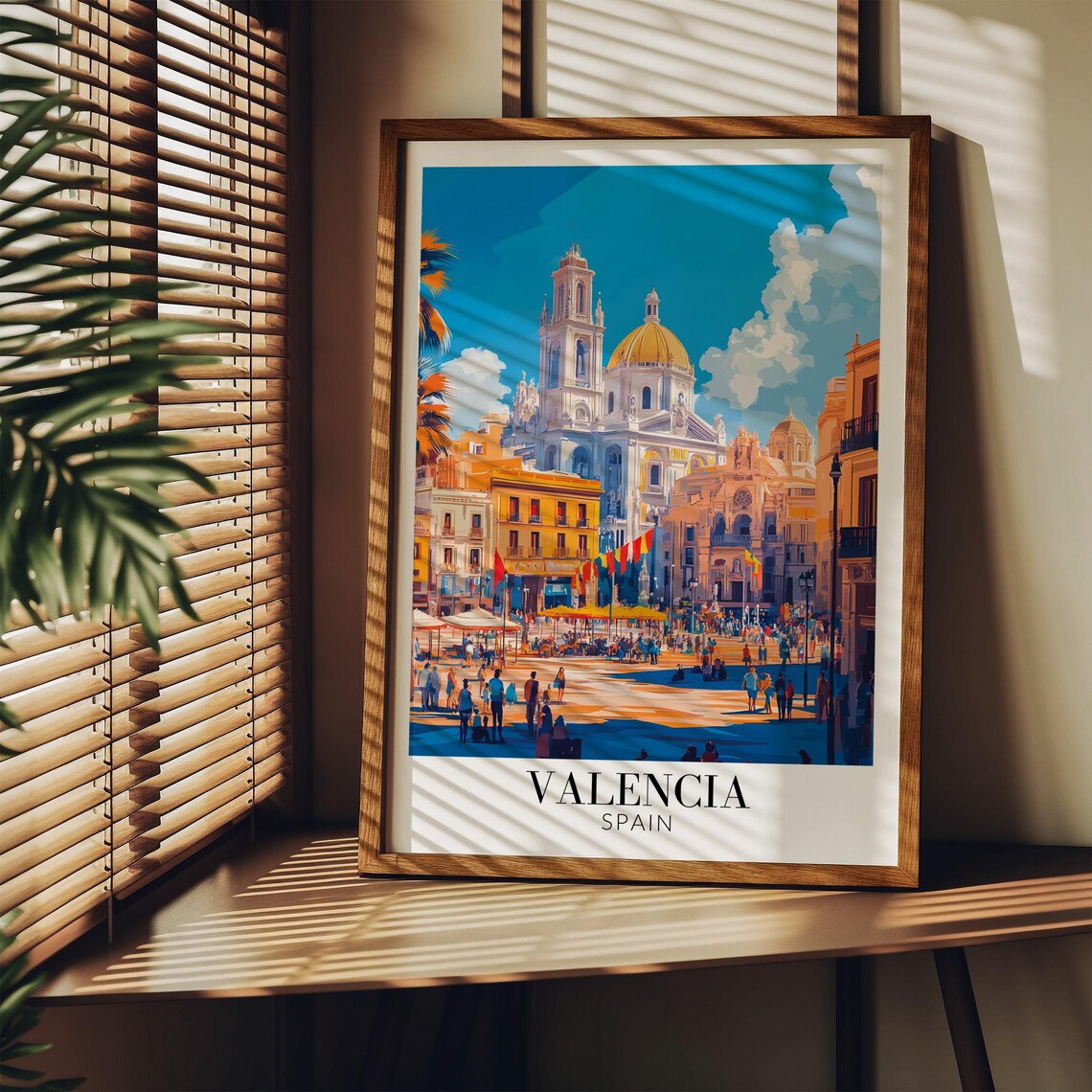 Valencia Spain Old Town Cathedral Plaza Festival Day Travel Poster - Image 2