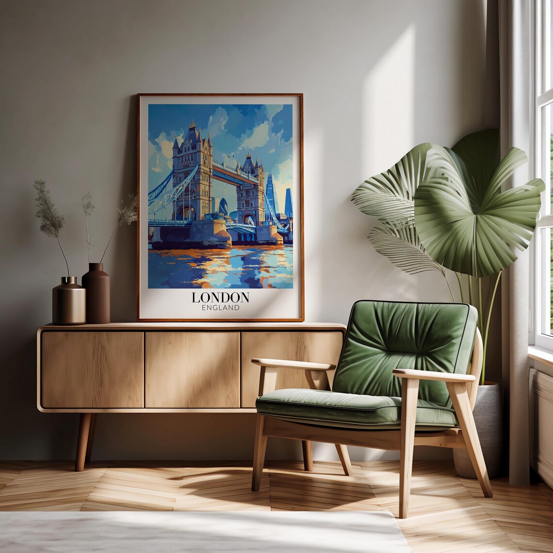 London England Tower Bridge Skyline Shard Modern City Travel Poster - Image 2