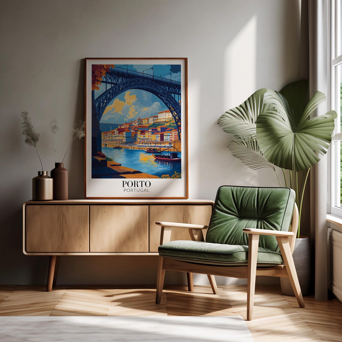 Porto Dom Luis I Bridge Douro River Rabelo Boats Travel Poster - Image 2