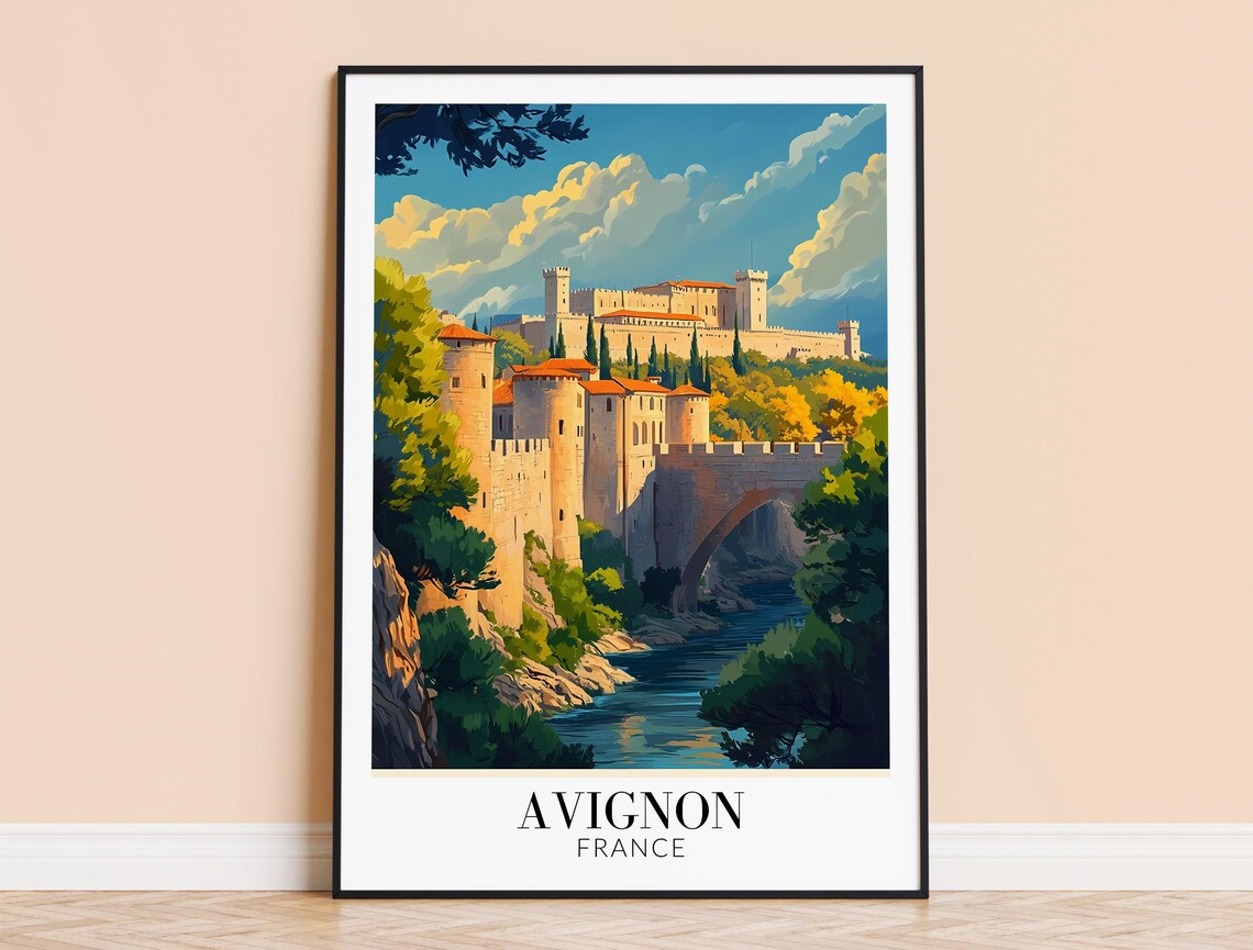 Avignon France Grand Papal Palace Fortress Bridge View Poster