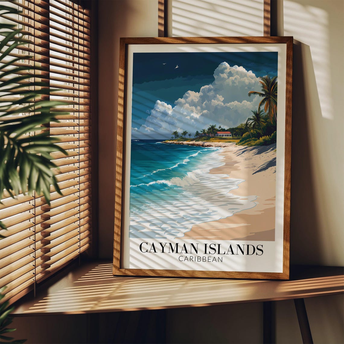 Cayman Islands Palm Beach Surf Breaking Waves Caribbean Travel Poster - Image 4