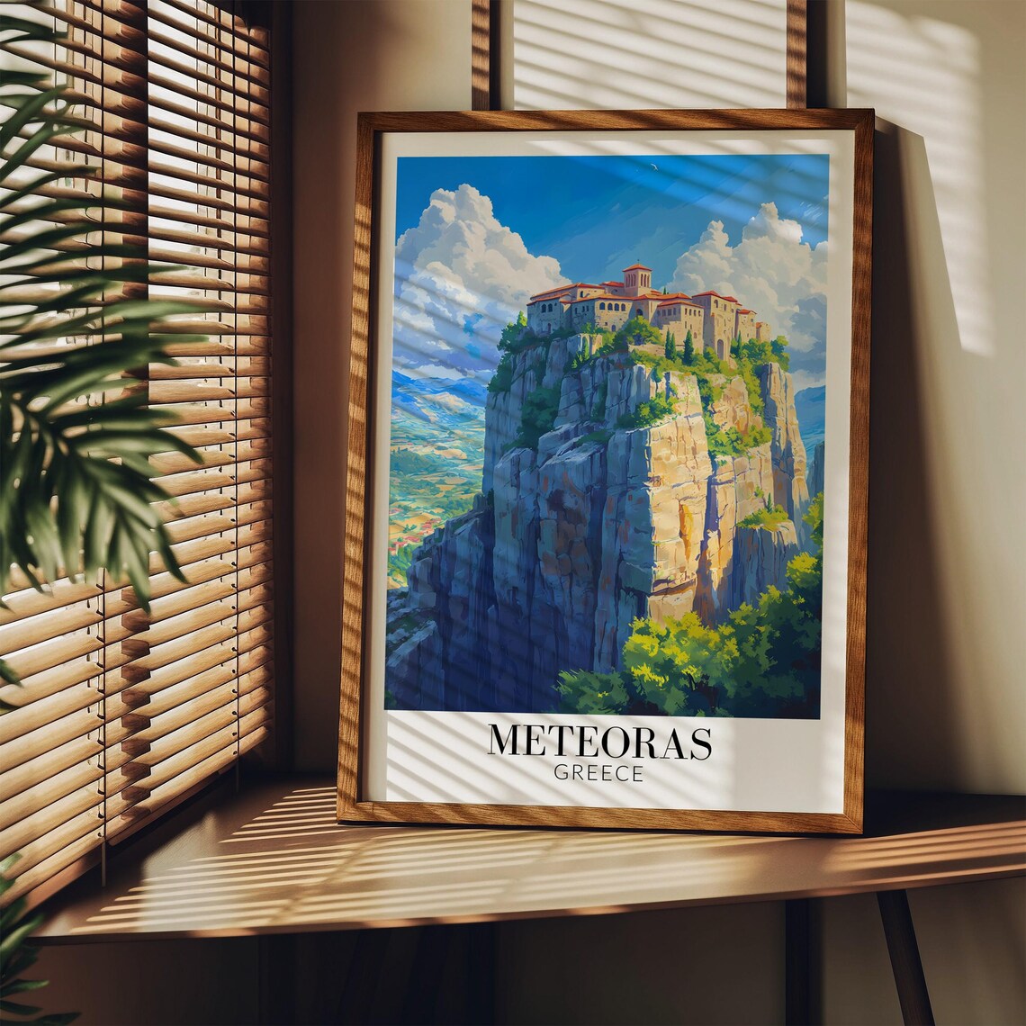 Meteoras Greece Monastery Atop Towering Rock Pillar Travel Poster - Image 4