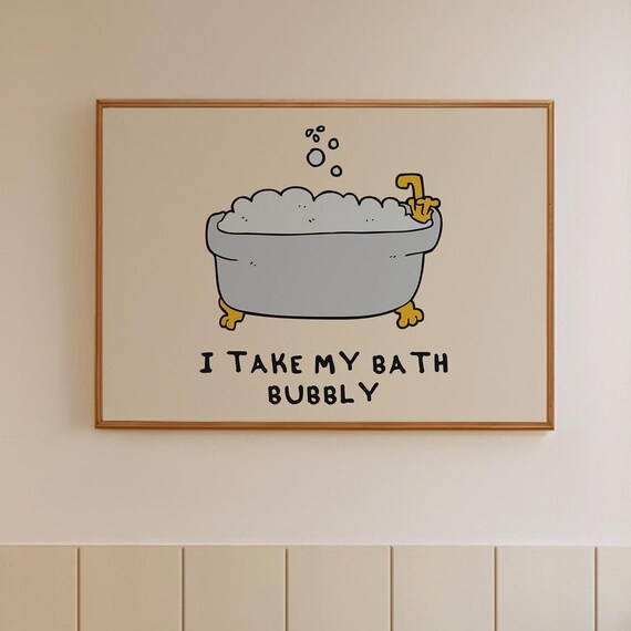 Bubble Bath Art Print Trendy Bathroom Poster Retro Print Cute Bathroom Print Funny Bath Quote Poster Vintage Bathroom Decor Art
