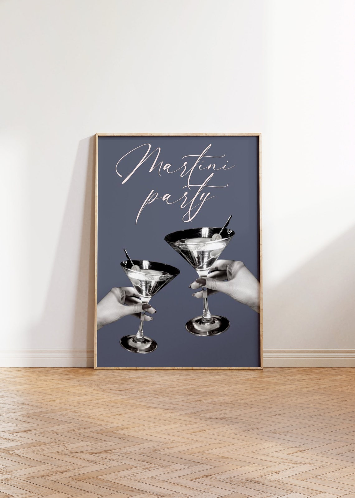 Martini Party Quote Navy Elegant Bar Cart Cocktail Chic Wall Art - Image 4