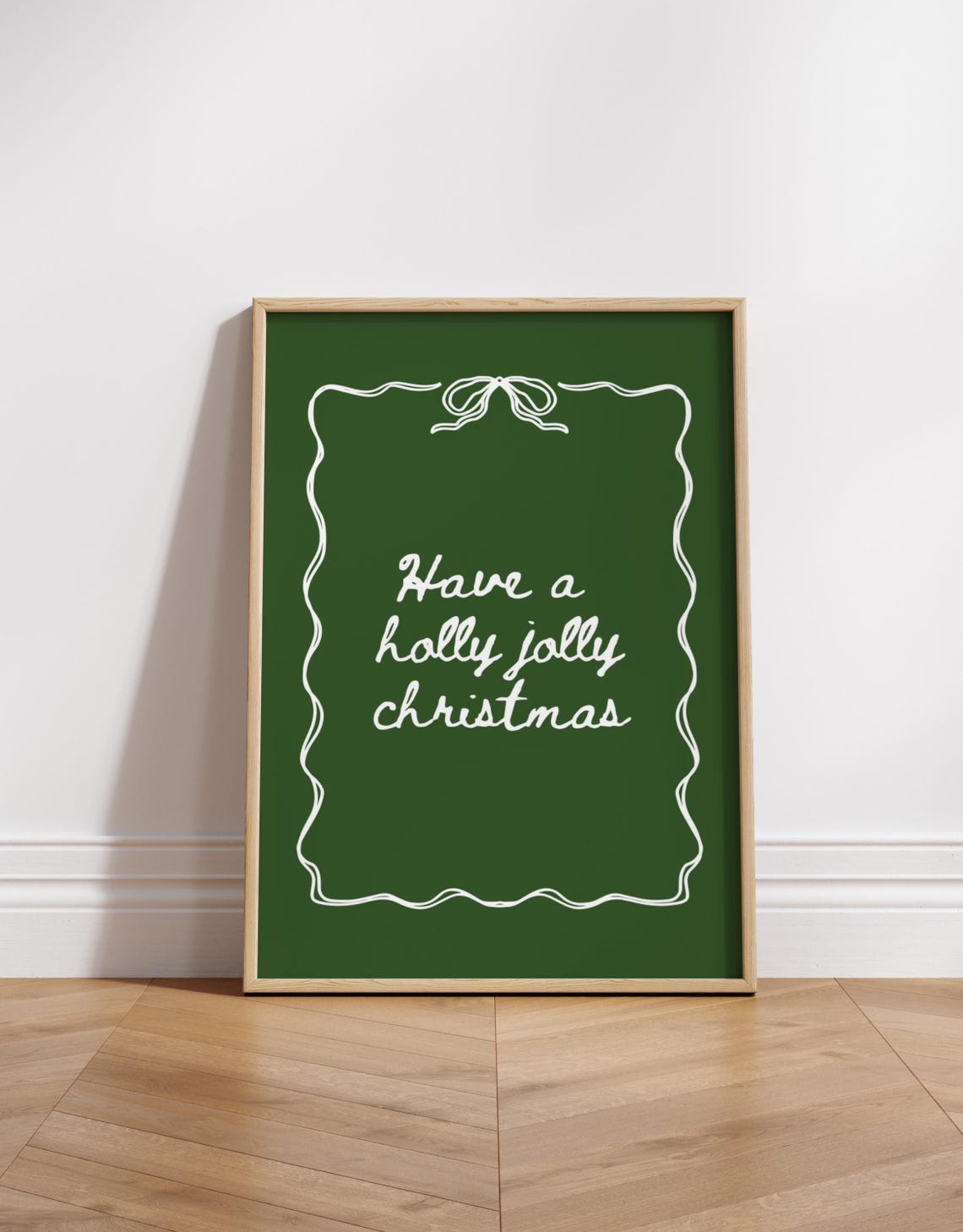 Have a Holly Jolly Christmas White Script Dark Green Chalkboard Poster - Image 3