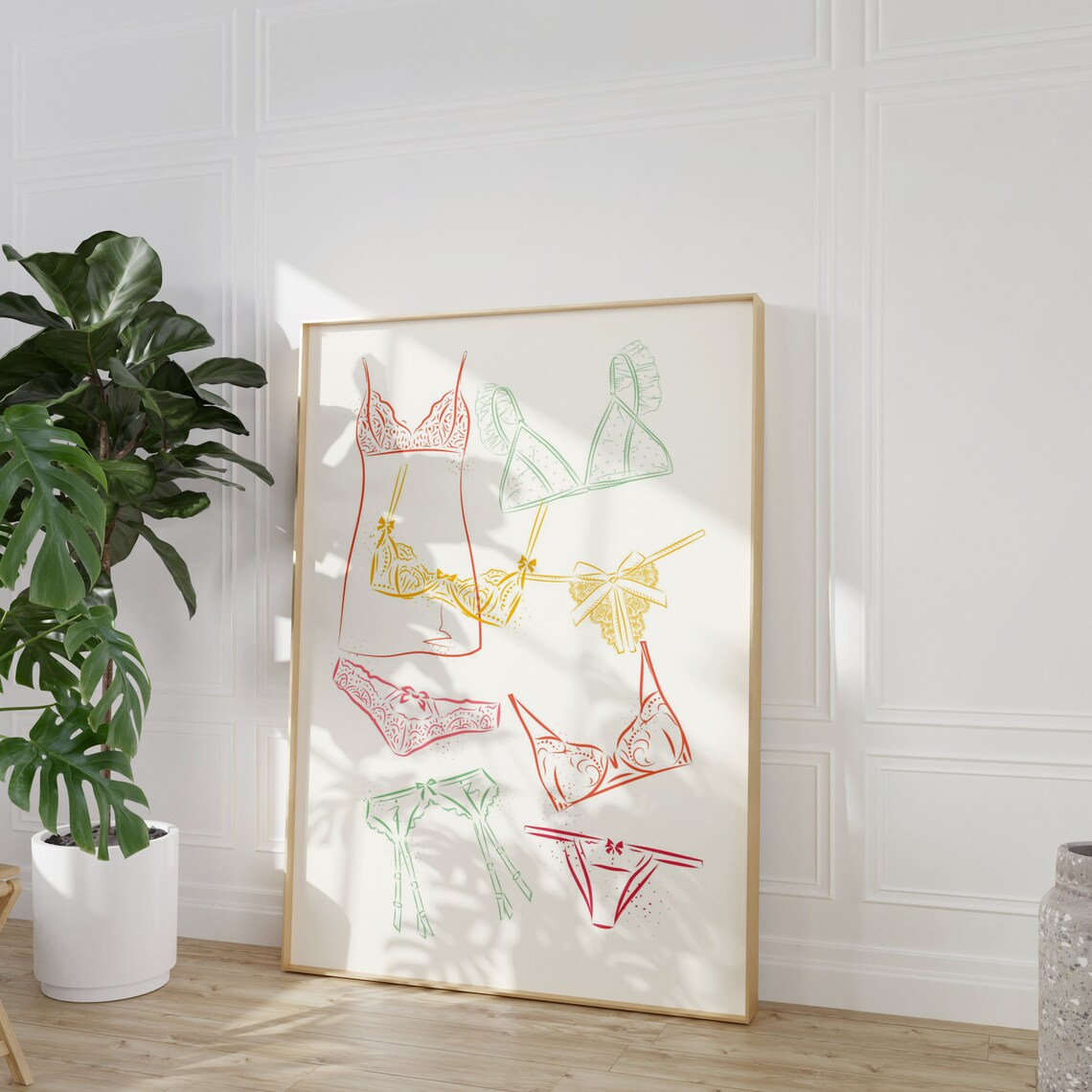 Coquette Lingerie Line Art Pastel Sleepwear Sketch Boudoir Poster - Image 2