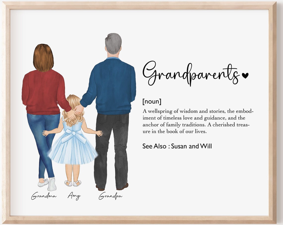 Grandparents Definition Wall Art Personalized Mothers Day Gift For Nana Papa From Grandkid Grandma Grandpa Birthday Gift Family Print