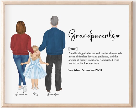 Grandparents Definition Wall Art Personalized Mothers Day Gift For Nana Papa From Grandkid Grandma Grandpa Birthday Gift Family Print