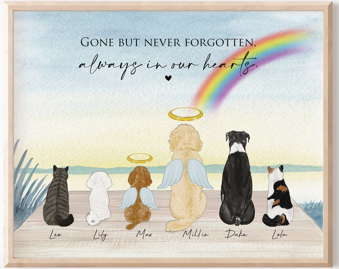 Gone But Never Forgotten Rainbow Bridge Pet Memorial Portrait Poster